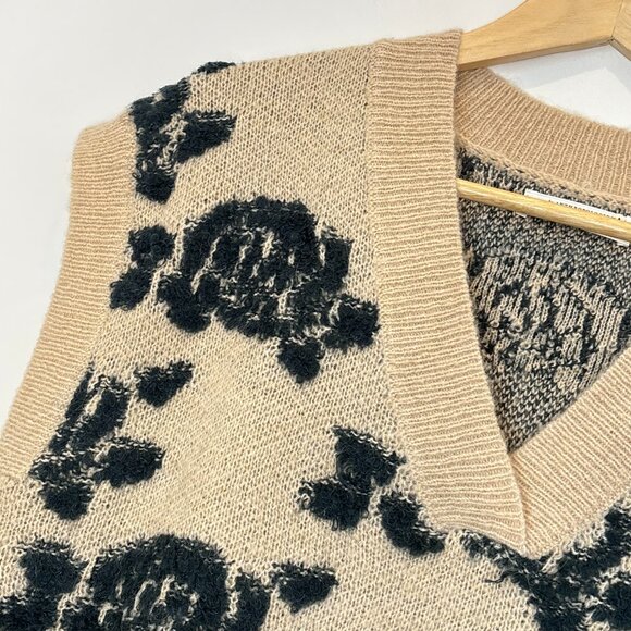 Anthropologie Distressed Boho Neutral Wool Blend Sweater Vest Size Small n47 - Picture 7 of 16